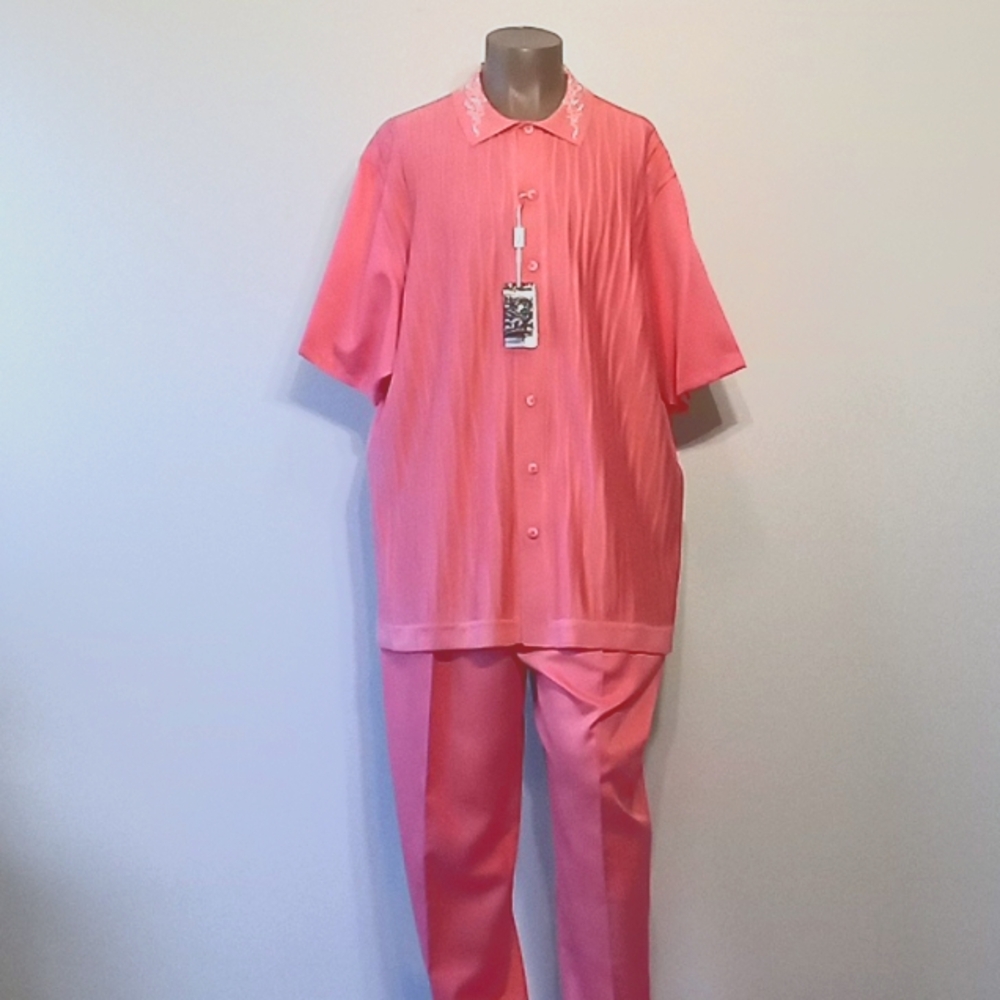 Vintage & Original 2pc Pink short sleeves pants set by SilverSilk
